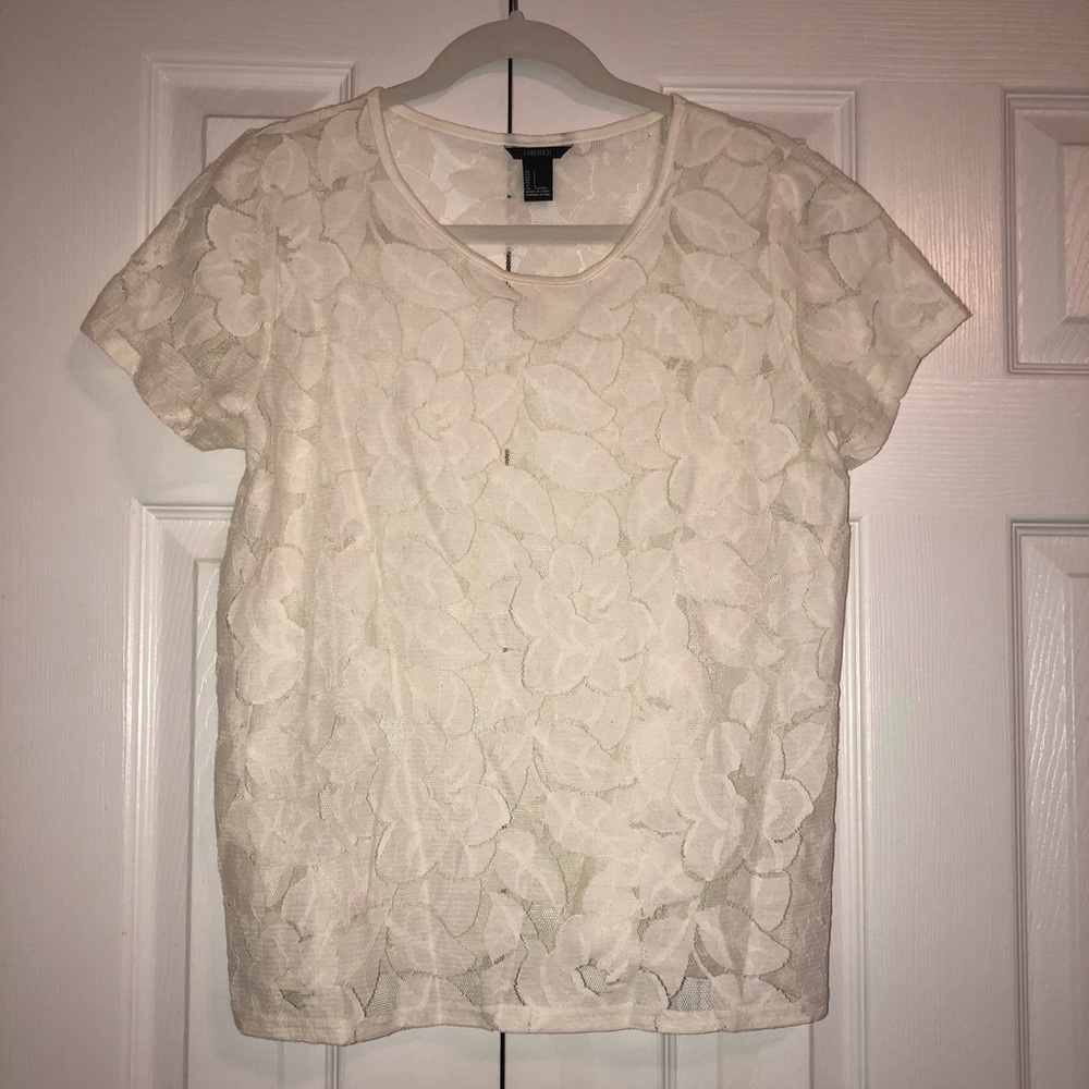 Forever 21 White Floral Lace Top